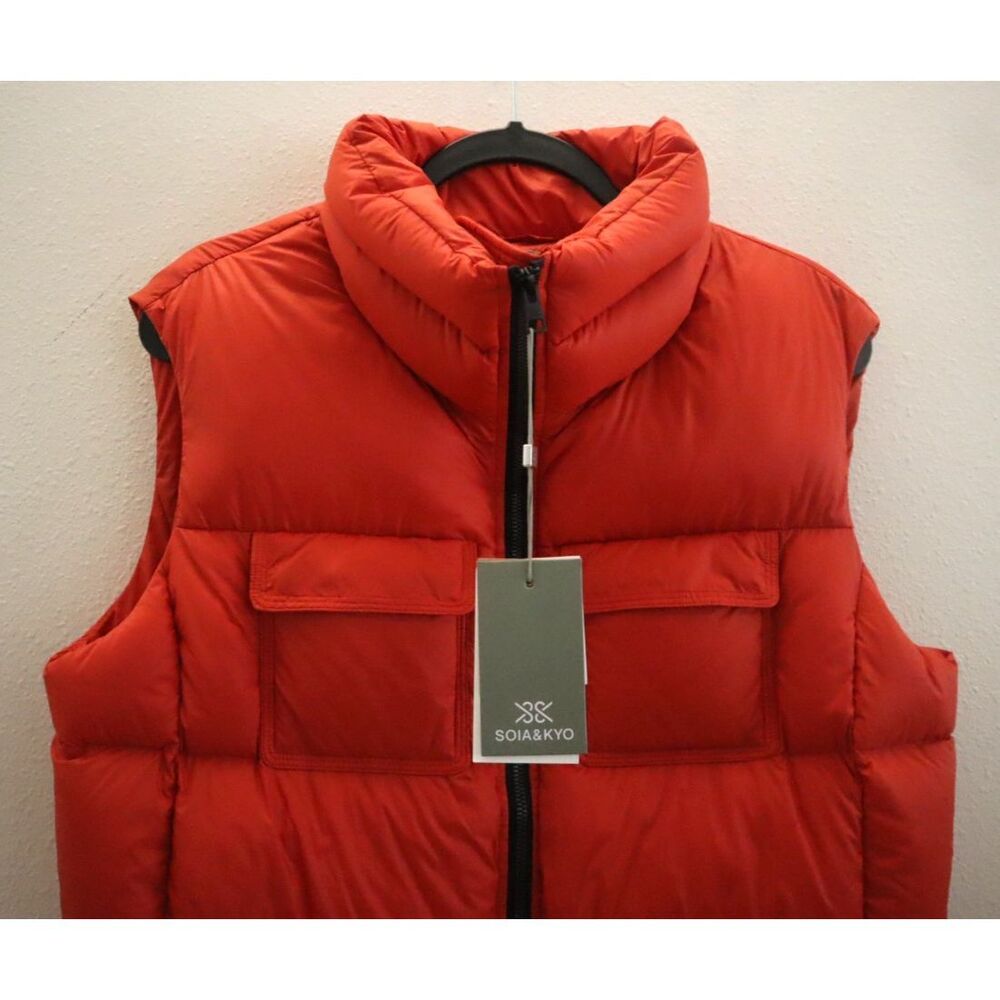 Soia & Kyo Women's Sz M Spice Orange Deanna Down Relaxed Fit Puffer Vest - Picture 6 of 15